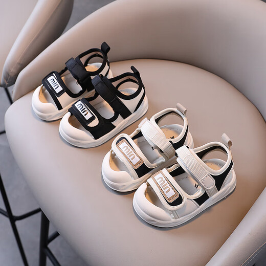 G.Duck Kids Little gelbe Ente Baby Sandalen Kleinkindschuhe Sommerjungenköpfe Anti-Kicking-Strandschuhe Baby Girls Sandalen weiche Sohle Off-White Größe 22 Größe Länge ca.