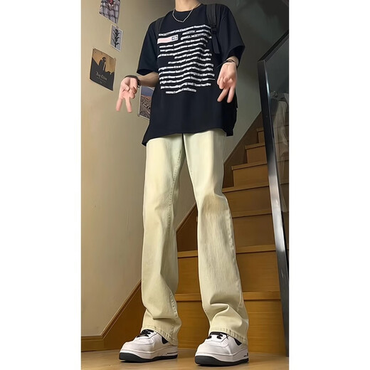 
Jian Xingheng American retro jeans men's spring and autumn new straight slim fit micro-flare high street vibe pants men's casual trousers DDD-686 retro blue 3XL 160-180Jin [Jin equals 0.5 kg]