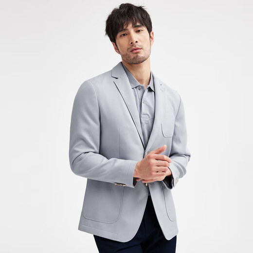 Siete lobo traje de traje para hombres textura tejida y versátil elástica y fácil de cuidado de ropa para hombres Top 005 (gris claro) 3xl 185/100a