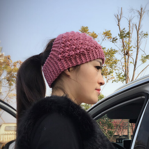 Autumn and winter hand-knitted warm ear protection woolen hat ultra-wide headband headband hair accessories headgear artifact Korean retro pineapple bean deep khaki