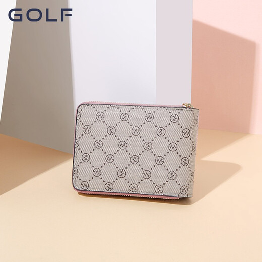 GOLF时尚卡包复古老花优雅女多卡位卡片包身份证驾驶证位相片位零钱包 烟粉色