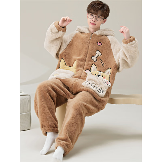 Shantoulin Village Shark Herren Herbst und Winter Großgröße einteiliger Pyjamas 2024 Teenager Plüsch verdickte Korallenfell Heimkleidung ypf einteilig 3894 grüner Panda M Größe 160c/95jin [Jin gleich 0,5 kg]