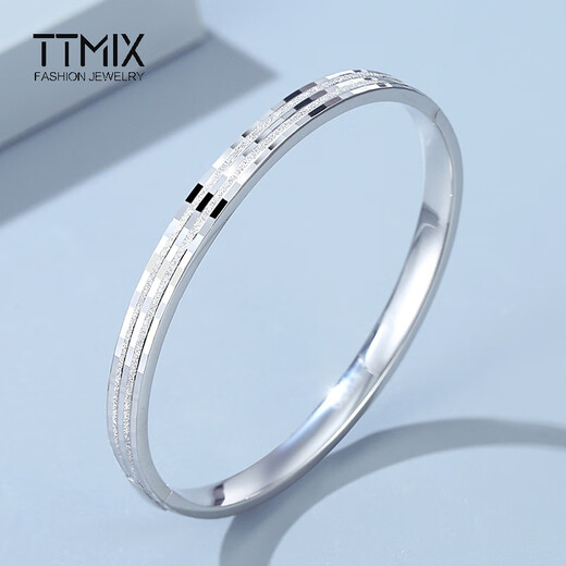 TTMIX frosted pt950 platinum bracelet for women, platinum bracelet, simple platinum bracelet, concubine bracelet, birthday gift, 56mm, one bar, weight 19.89g, width 5.5mm, if the weight is more, the less will be added.