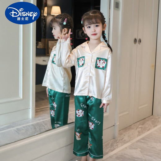 Disney Girls Ice Silk Pajamas Дети летние длинные рукавы