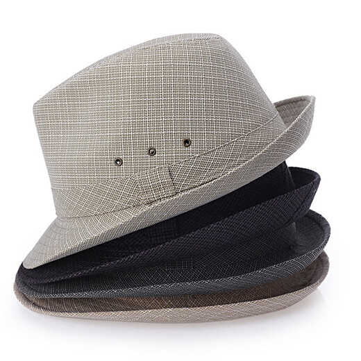 Changyin Summer summer cool hat men's hat top hat sun hat linen jazz hat spring and autumn linen beige slightly small 57 cm