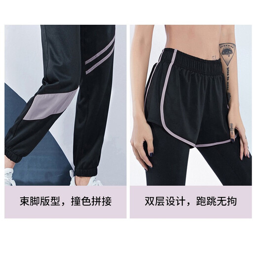 Fanstick Sports Suit Women's Summer Short-Sleeved Running Wear Loose Breathable Training Fitness Wear Net Casual Yoga Wear Black Two-piece Set FTC11162 M