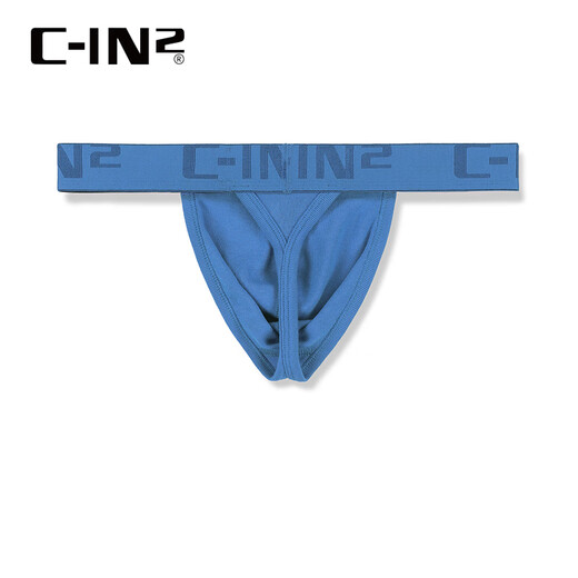 C-IN2 summer new men's thong combed cotton breathable U protruding buttocks sexy low-waist single thong for men 4022RT blue 495- 1 pair L suitable for 2 feet 6-2 feet 7 waist (34-36 size)