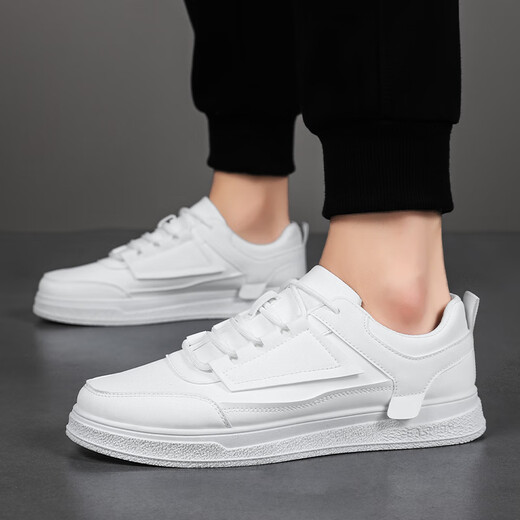 Ching Up Up Men's Shoes para primavera y verano Nuevos zapatos deportivos sin deslizamiento transpirables Diseño de nicho grueso Suele Versátiles White White zapatos para hombres YJ-1105 White 41