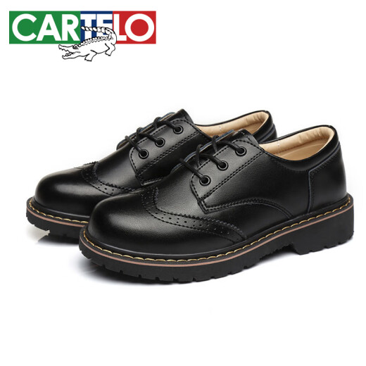 CARTELO crocodile CARTELO small leather shoes women's British style single shoes student versatile shoes KDLYJ-WF092 black 36