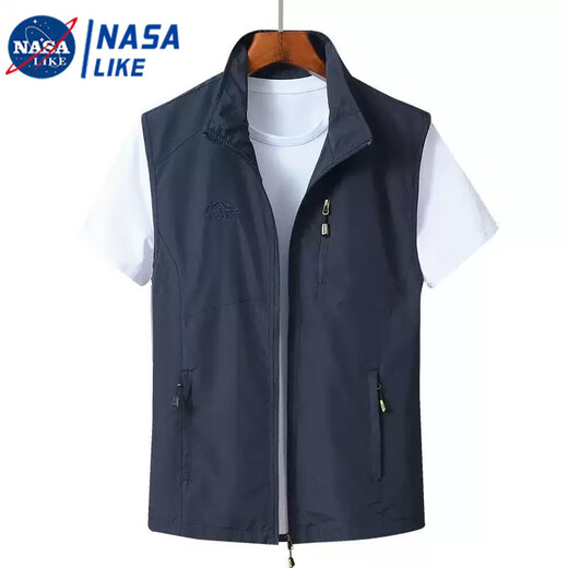 NASALIKE Men's Vest 2025 Summer Casual Breathable Fishing Horse Clip Jacket Young Middle-aged and Elderly Quick-Drying Vest Men's Vest Navy Blue 2XL Recommended 155-170Jin [Jin equals 0.5 kg]