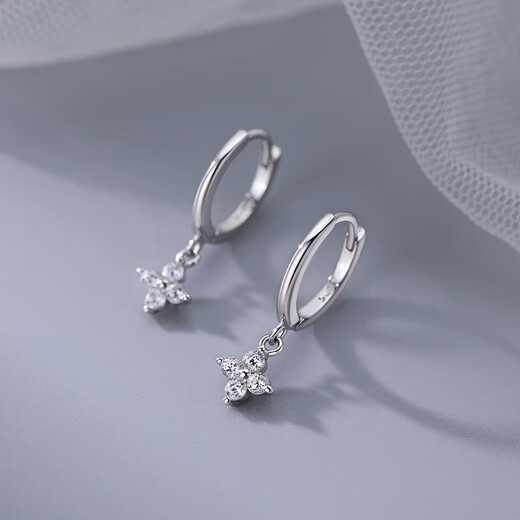Senqi 925 silver earrings for women, sweet temperament earrings, niche design, light luxury, high-end earrings, earrings, gift for girlfriend E3110 four-leaf flower earrings pair, 925 silver