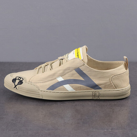 Leopard Rider QI PAO REN brand canvas shoes for men, one-legged 2024 spring new breathable casual shoes, comfortable lace-up beanie shoes, black 42 (260mm)