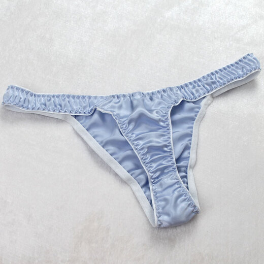 
Jiyafu Comfort Thong Pants Mulberry Silk Universal Low Waist Sexy Silk Breathable T-Pants Valentine's Day Gift White XL