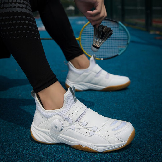 
VANCROUG badminton shoes men's and women's shoes new professional shock-absorbing and anti-slip wear-resistant tennis shoes breathable ultra-light rubber sole couple's shoes white 40