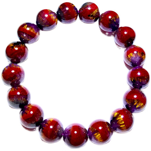 DRJEFUN天然极光23紫钛手链千层聚宝盆手串金字塔红幽灵金黄板钛晶四色体 桔红色 极光23水晶