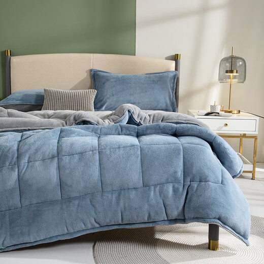 I-WILL milk velvet winter quilt flannel quilt core thickened winter single fiber quilt blue gray 200x230cm 8Jin Jin equals 0.5 kg I-WILL milk velvet winter quilt flannel quilt core thickened winter single fiber quilt blue gray 200x230cm 8Jin Jin equals 0.5 kg
