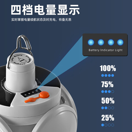 Zhenniu Camping-Lampe, Solar-Ladelampe, Outdoor, Camping, Zelt, Lagerlampe, Notfallausrüstung, Hängelampe, Stromausfall, Beleuchtung, Glühbirne, fünfter Gang (800 mAh)