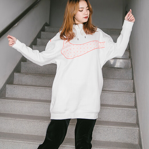 耐克（NIKE）新款卫衣女装夏季休闲运动保暖防风中长款连帽套头衫长袖上衣 CU3661-687  M