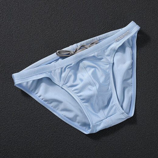 DESMIIT三角内裤男新款纯色中腰大弹力泳裤裤衩透气舒适青年运动泳衣泳裤 亮蓝色 M