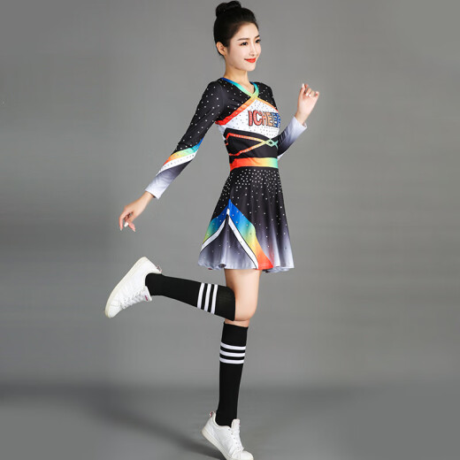 逅枫新款健美操啦啦操表演服装演出服健美赛服中小学啦啦操服 6913#女 XL