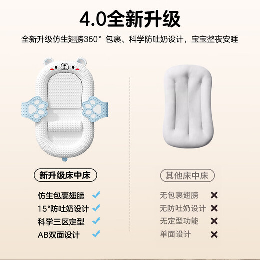 光多拉婴儿床中床睡觉防压可移动便携式仿生床新生宝宝防惊防吐奶斜坡枕