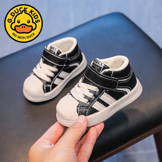 
G.DUCKKIDS baby shoes winter soft sole toddler shoes 01-2 years old girls baby cotton shoes men plus velvet thickened warm shoes plus velvet beige inner length 13.0cm size 18