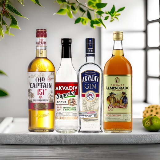 加勒海老船长长岛冰茶 鸡尾酒 调酒套装 金酒 朗姆酒 伏特加 龙舌兰 预调酒 长岛冰茶男神版 700mL 1套 组合装