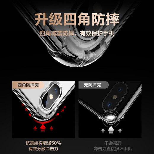 Pinsheng Applicable to Apple X mobile phone case iPhone X mobile phone case 5.8-inch transparent thin anti-scratch soft case airbag anti-fall mobile phone case