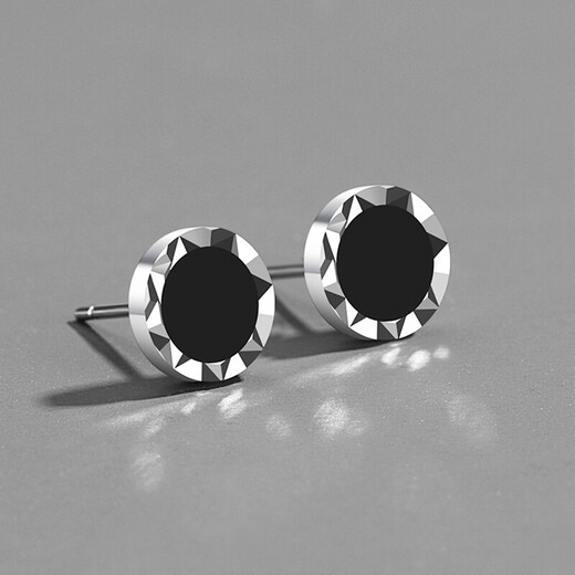Crystal 925 silver earrings men's earrings single handsome high-end pair black earrings birthday gift for men