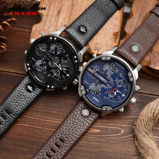 
Cartervin adapted to Diessy leather strap DZ7257 1657 4323 7314 7313 7371 series head leather black with nails gold buckle 22mm