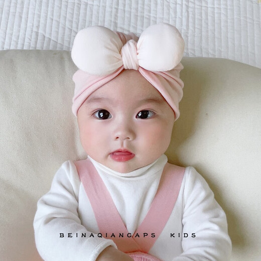 贝娜茜婴儿帽子春秋薄款印度帽女宝宝新生儿0-3个月6胎帽护卤门帽婴幼儿 1476-咖色 1-12个月（38-46CM）