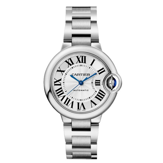 Cartier Blue Balloon Series Mechanical Watch Women's White Plate Steel Strap 33mmWSBB0044 Gift