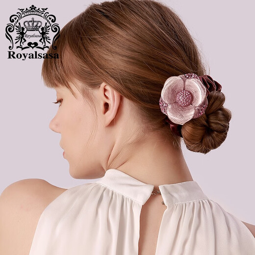 Royal sasa royal salsa artificial crystal velvet hair rope head flower camellia hair tie Korean hair accessories plate hair bundle head accessories