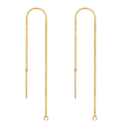 DL 1998 Fat Donglai same style 18k gold ear wire 18K gold thick needle type Chopard Au750 color gold safety buckle earrings pearls A style 6 cm 18K gold one pair 1MM