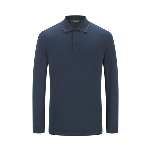 YOUNGOR POLO shirt men's autumn long-sleeved POLO shirt wool jacquard fabric soft and comfortable shopping mall same style Navy YLYM515100FFA L