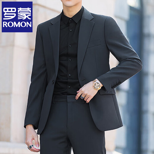 Rommon Psy Handsome Suit Men Autumn Business Style Coreano Style Handy Handsome Business Casual Slim Black Suit Chaqueta Men Negro [Singido Traje] XL