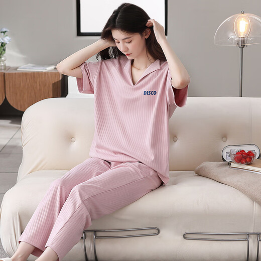 
Year of the Snake Year of the Year of the Pajamas Women's Pure Cotton Summer Short Sleeve Trousers Red Loose Outdoor Outdoor Cotton Set YSH-679 2XL Code 140-160Jin [Jin equals 0.5 kg] Reservation shrinkage