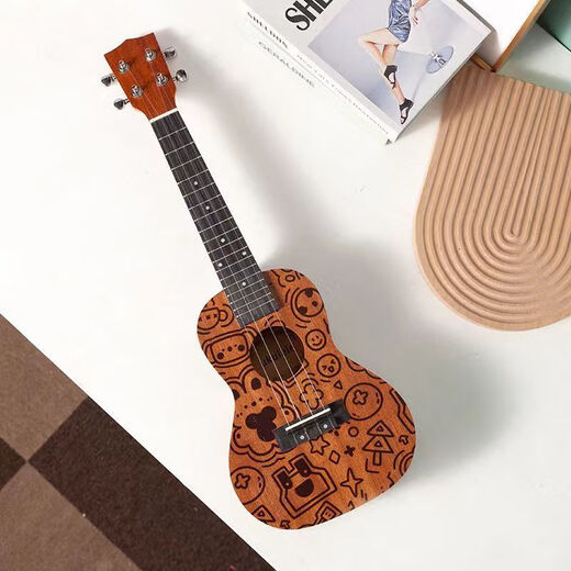 
Maureen Ukulele Beginners Men and Women Students Children Small Guitar Piano Peach Blossom Core Wood Introduction High-Pretty Graffiti Musical Instruments 23-inch Smoked Purple Official Standard