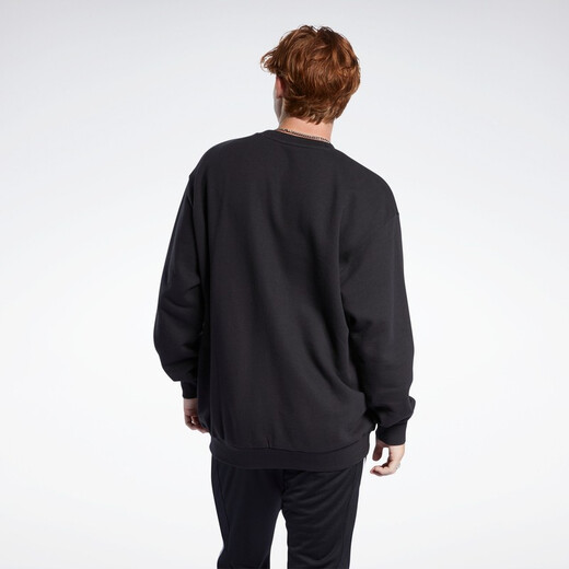 Reebok锐步情侣款CREW基础LOGO经典加厚长袖卫衣套头衫GU3873 GU3883_黑色 A/XS