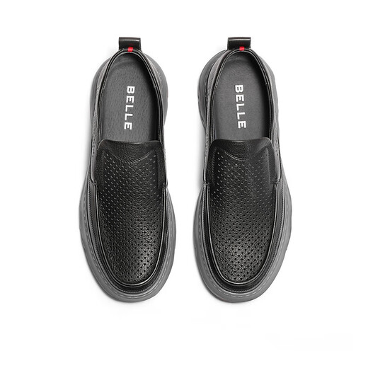 
Belle casual shoes men's summer cowhide leather punched breathable business casual shoes A1509BM3 black 43