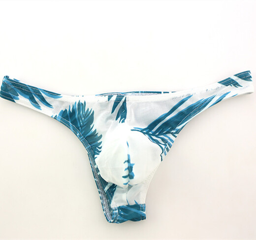 Pleasant men's thong sexy small briefs mesh printed low-waisted back open arms sexy pants XXL 2 feet 9-3 feet 2 skin color