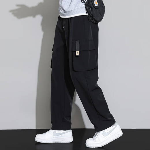 Kadutons große Größe 8xl-M-Freizeithosen für Männer fette Arbeitskleidung Straight Hosen Spring- und Herbststil vielseitige lose Hosen plus Mäder und vergrößerte 9930 Black Regular 7xl empfohlen 230-255 Jin [Jin gleich 0,5 kg]