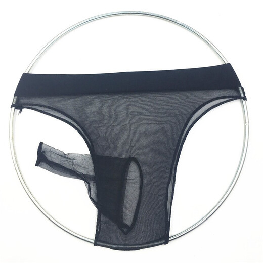 Fully transparent men's underwear, triangle stockings with thong, low waist, thin briefs for men, sexy, large stretch stockings, shorts, black open style