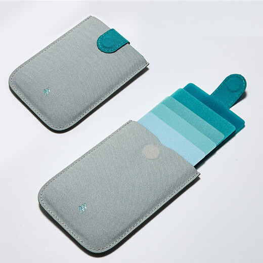 Qimo (KEMY) DAX layered pull-out bag Internet celebrity fashion brand men and women ultra-thin color gradient smart card wallet gray blue gradient/spot