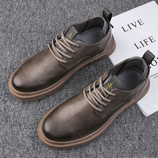Camel Martin Boots Hombres Low Top 2024 Zapatos de primavera y otoño zapatos de cuero casual para hombres Zapatos de martin británicos zapatos para hombres Autumn Brown 38 Sports Shoes tamaño
