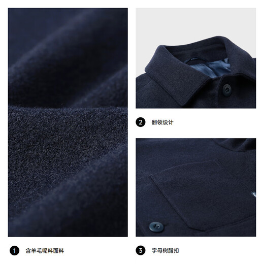 Sept veste de veste de loup masculine nouvelle laine de revers décontractée douce confortable commut polyvalent haut de gamme 101 (naru bleu) m 165 / 84a