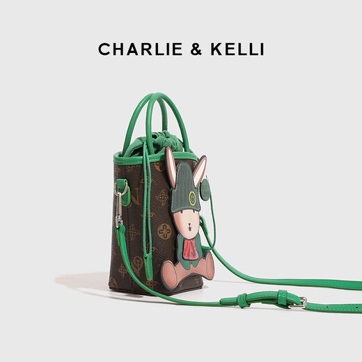 CHARLIE&KELLI CK brand cartoon mobile phone bag, women's bag, shoulder bag, women's hand-held crossbody bag, practical birthday gift for girls, green, Beijing warehouse delivery, brand gift bag