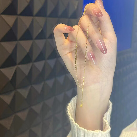 Shengli Aurora Gold Bead Bracelet for Women 18k Gold Double Layer Light Luxurious High-end Design Broken Gold Stacked Versatile Bracelet Trendy Gold