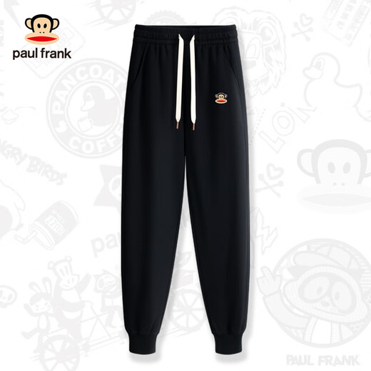 Big Mouth Monkey Autumn and Winter sweatpants for men and women, loose leggings, trendy velvet comfortable sweatpants, black, no velvet, women's L 100-120Jin Jin is equal to 0.5 kg