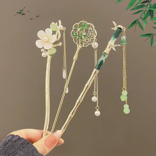 He Jiagong's orchid tassel high-end hairpin Chinese ancient style hairpin new Chinese style hairpin rocking Hanfu hairpin magnolia flower hairpin